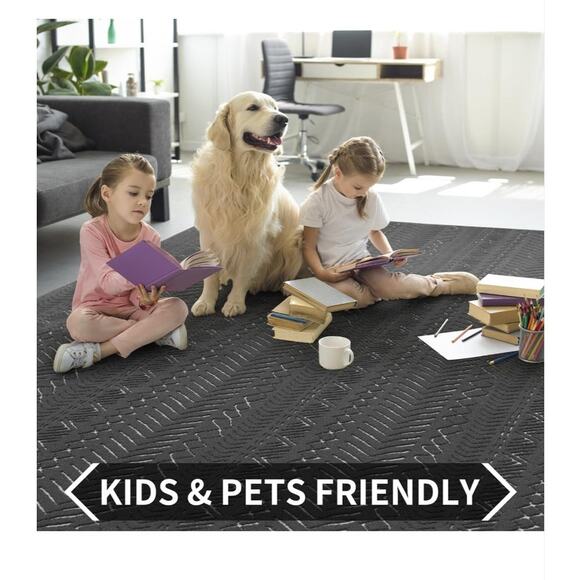 5x7-Boho Dark Grey Machine Washable-Non Slip Moroccan Washable Rug - Picture 4 of 6